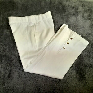 Isaac Mizrahi Clubhouse Women Pull Up Pants XS Wide-Leg Gold Snap Detail Stretch